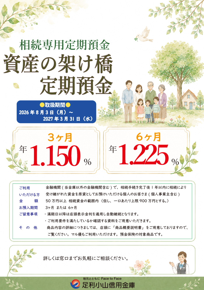 相続専用定期預金「資産の架け橋定期預金」