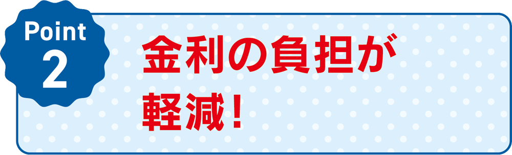 Point2 金利の負担が軽減！